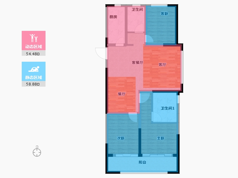 山东省-淄博市-天齐观棠府-101.60-户型库-动静分区