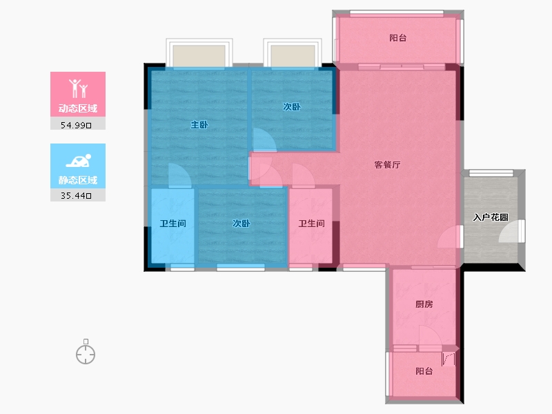 广东省-云浮市-翔顺筠州花园-二区-88.00-户型库-动静分区