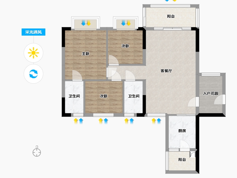 广东省-云浮市-翔顺筠州花园-二区-88.00-户型库-采光通风