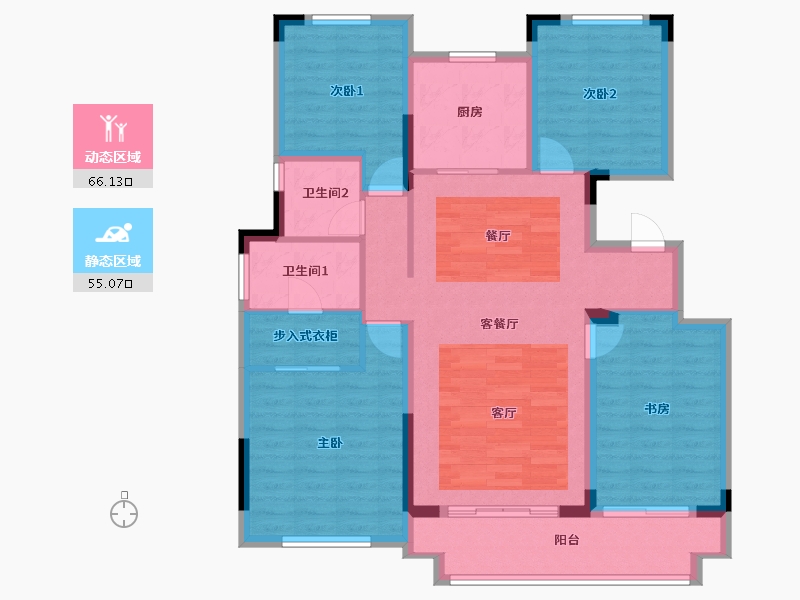 河南省-焦作市-中梁阳光城·壹号院-108.80-户型库-动静分区