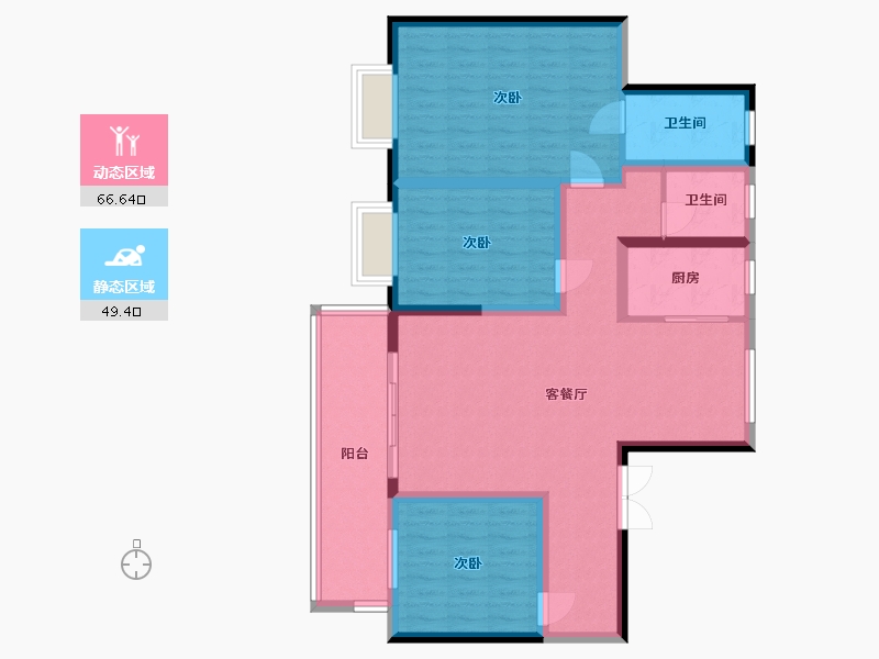 陕西省-渭南市-龙记檀府一期-115.60-户型库-动静分区