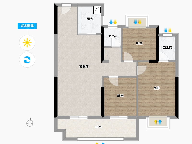 福建省-福州市-融侨悦府-90.00-户型库-采光通风