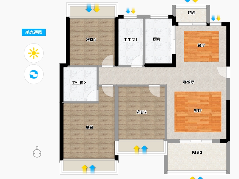 湖北省-黄石市-城投·育才府-102.41-户型库-采光通风