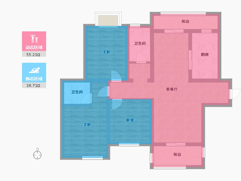 陕西省-安康市-龙湾水境-80.00-户型库-动静分区