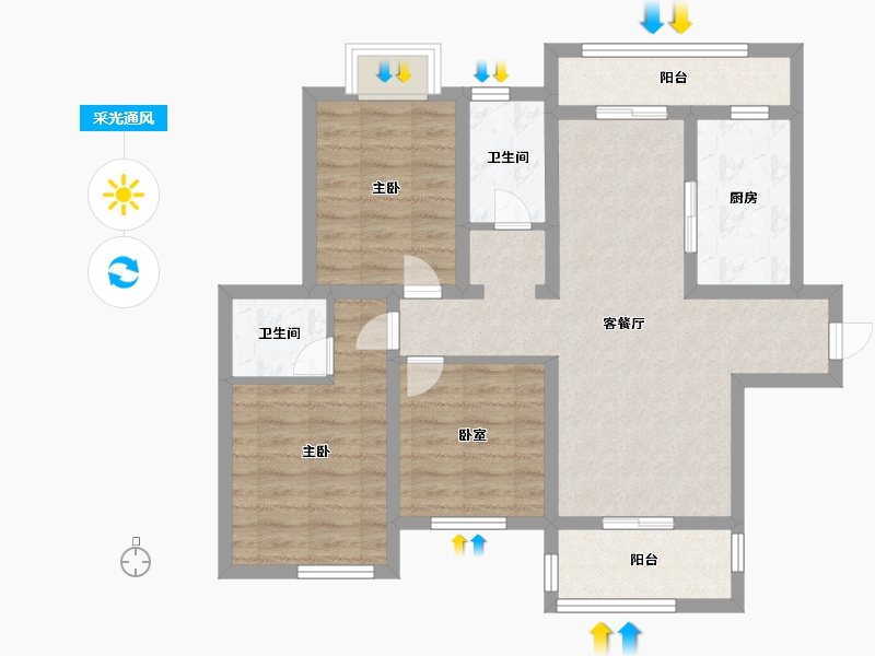 陕西省-安康市-龙湾水境-80.00-户型库-采光通风