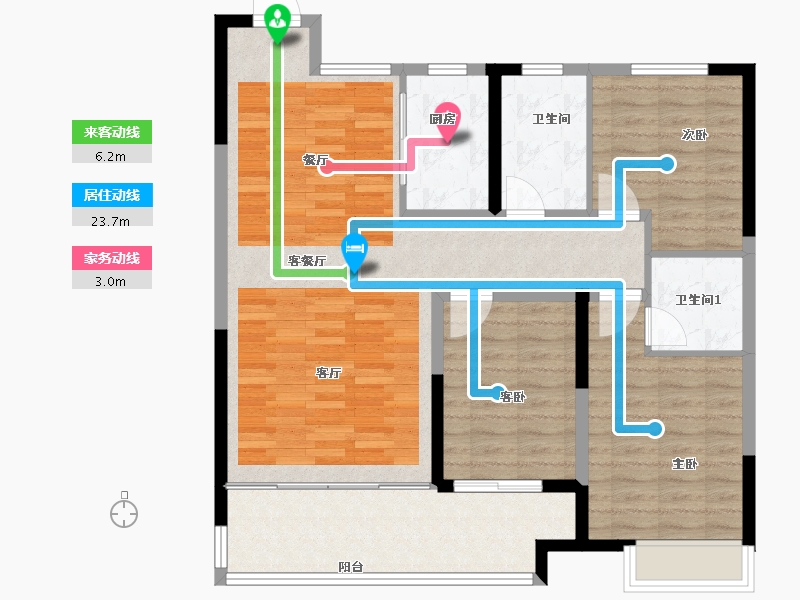 山东省-淄博市-天齐观棠府-104.00-户型库-动静线