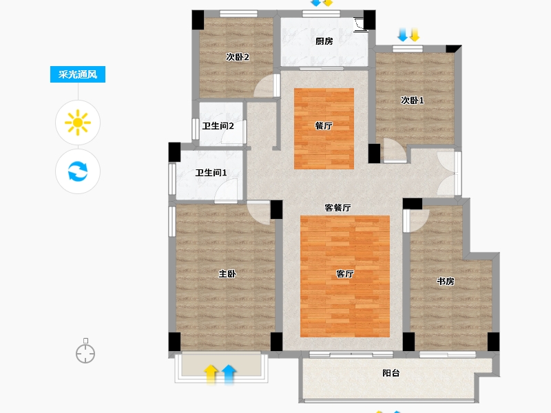 河南省-焦作市-荣安·竹径云山-112.00-户型库-采光通风