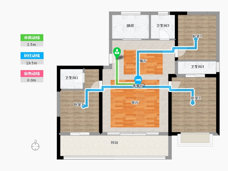 河南省-焦作市-博园·澜庭叙-104.73-户型库-动静线