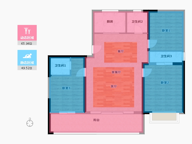 河南省-焦作市-博园·澜庭叙-104.73-户型库-动静分区