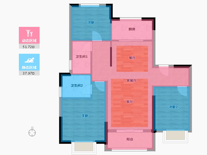 山东省-淄博市-天鸿万象-80.50-户型库-动静分区