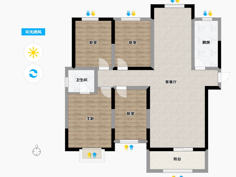 河南省-周口市-佳利名门-107.00-户型库-采光通风