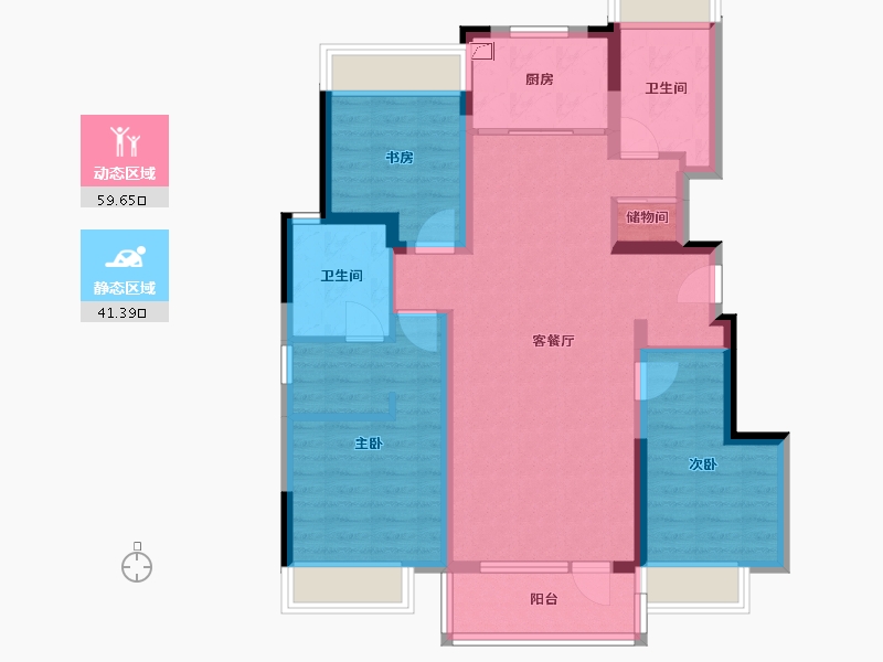 吉林省-长春市-长安里-102.00-户型库-动静分区