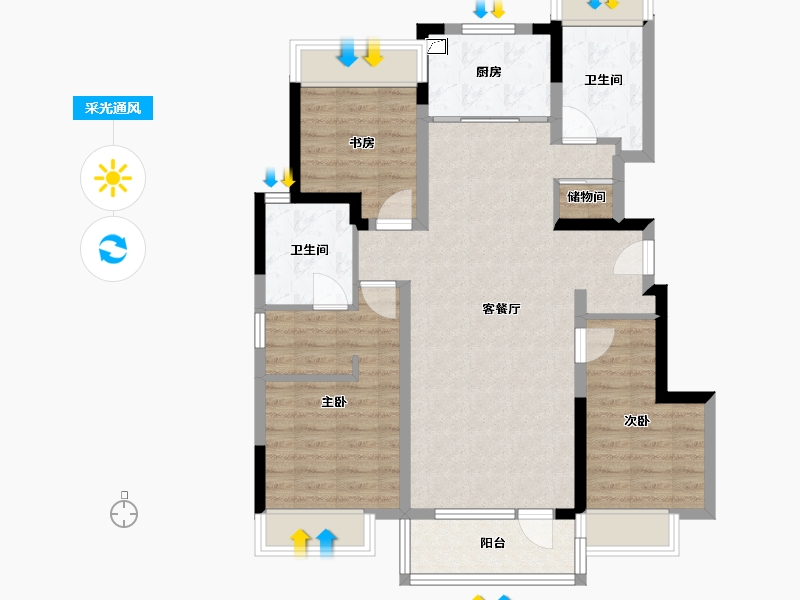 吉林省-长春市-长安里-102.00-户型库-采光通风