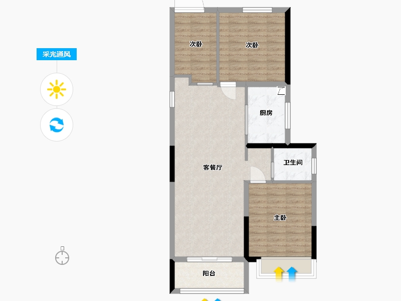 安徽省-芜湖市-伟星雍璟台-74.00-户型库-采光通风