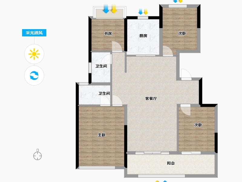 江苏省-盐城市-中海九樾-120.00-户型库-采光通风