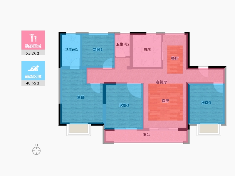 山东省-淄博市-天鸿万象-89.27-户型库-动静分区