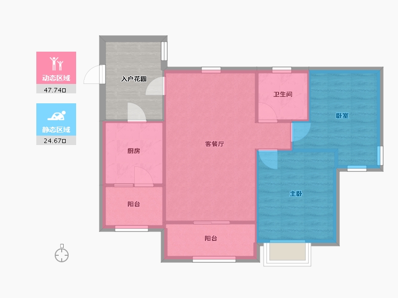 重庆-重庆市-湖岸家园(A)-75.00-户型库-动静分区