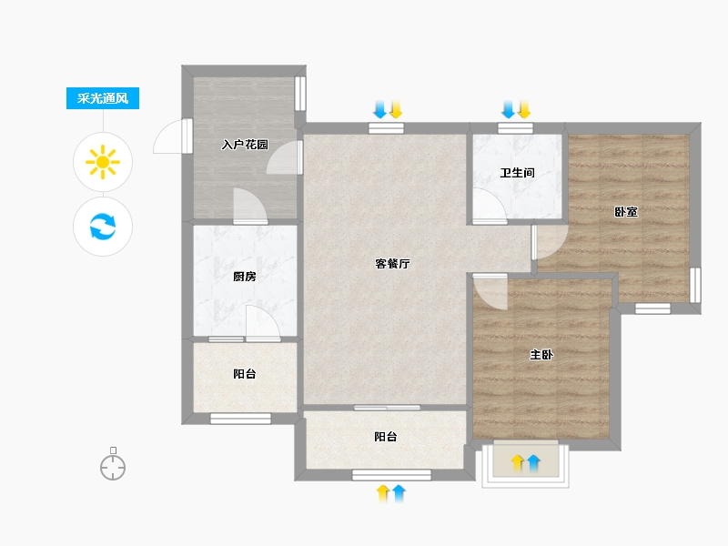 重庆-重庆市-湖岸家园(A)-75.00-户型库-采光通风