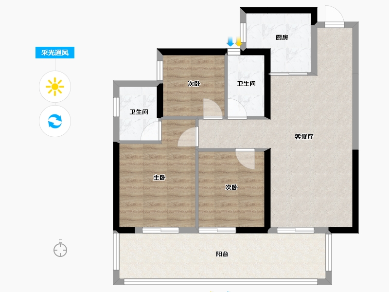 广西壮族自治区-南宁市-大唐院子-94.00-户型库-采光通风