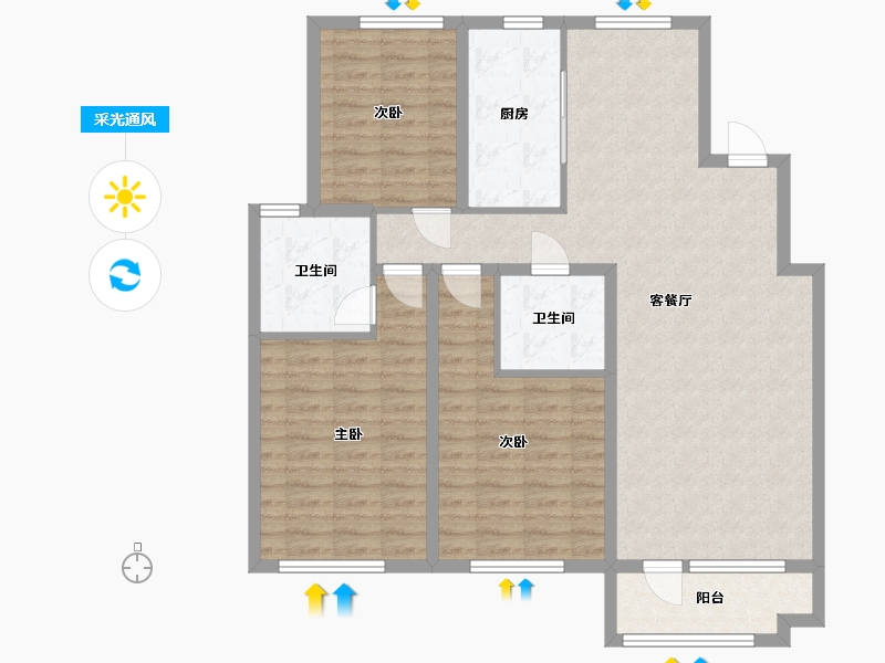 河北省-秦皇岛市-凯旋嘉园-117.00-户型库-采光通风