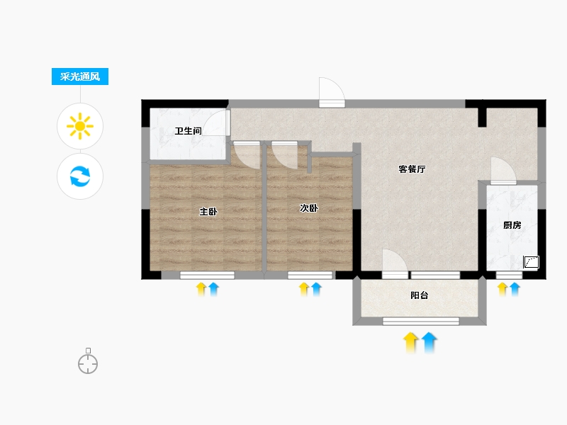 新疆维吾尔自治区-石河子市-53小区-63.00-户型库-采光通风