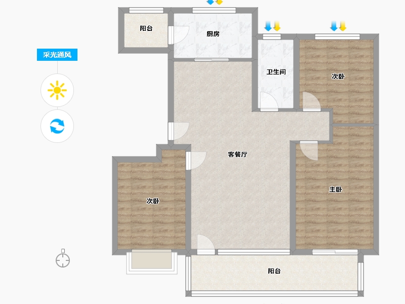 山东省-日照市-莒县金桂府-105.00-户型库-采光通风