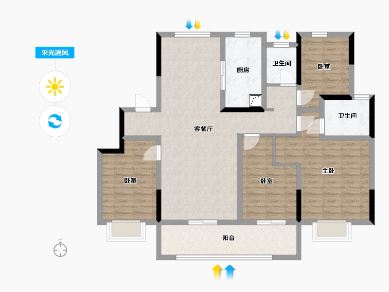 江苏省-常州市-桃李东方-120.00-户型库-采光通风