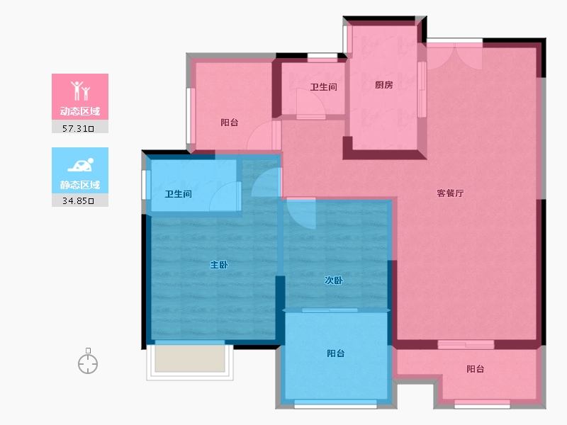 湖南省-湘潭市-潭州公馆-98.00-户型库-动静分区