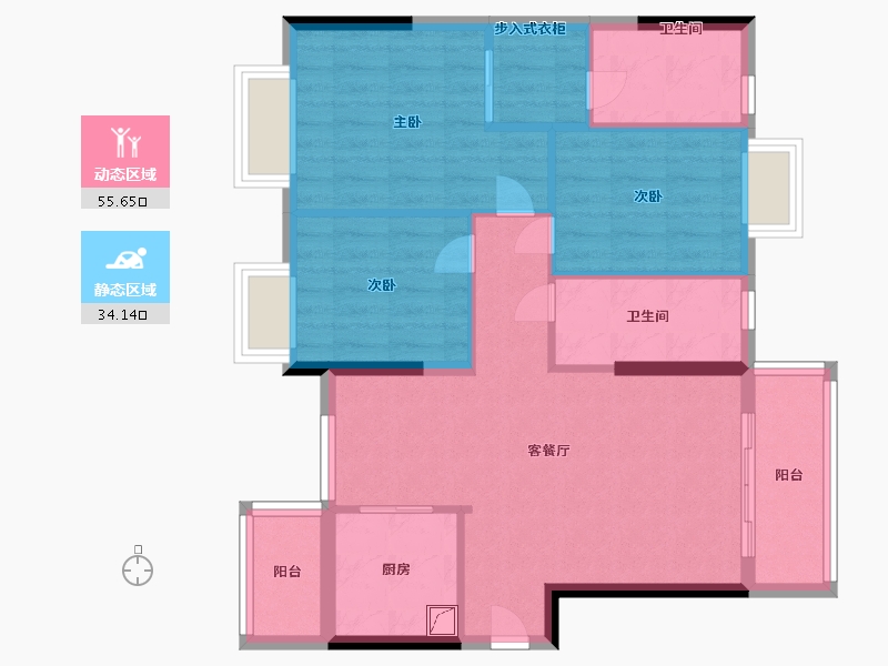 广东省-佛山市-敏捷金谷国际-80.00-户型库-动静分区