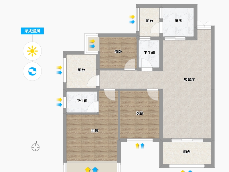 贵州省-贵阳市-谦翔樾峰-92.00-户型库-采光通风