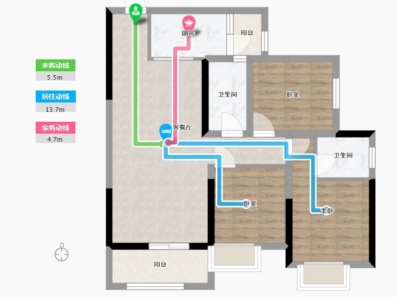 重庆-重庆市-侨城湖山原著-79.09-户型库-动静线