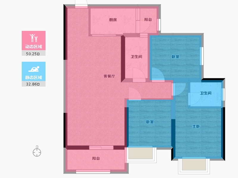 重庆-重庆市-侨城湖山原著-79.09-户型库-动静分区