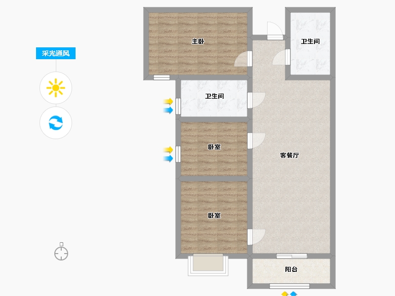 河北省-保定市-上东9号-90.00-户型库-采光通风