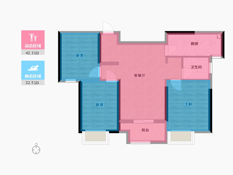 河南省-郑州市-万科世曦-71.00-户型库-动静分区