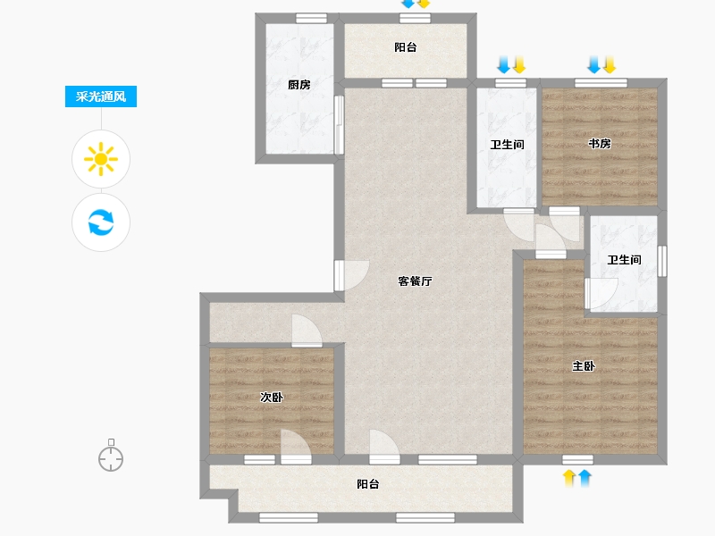 山东省-青岛市-盛华海语墅-104.00-户型库-采光通风