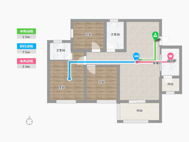 四川省-南充市-远达·江山美墅-80.00-户型库-动静线