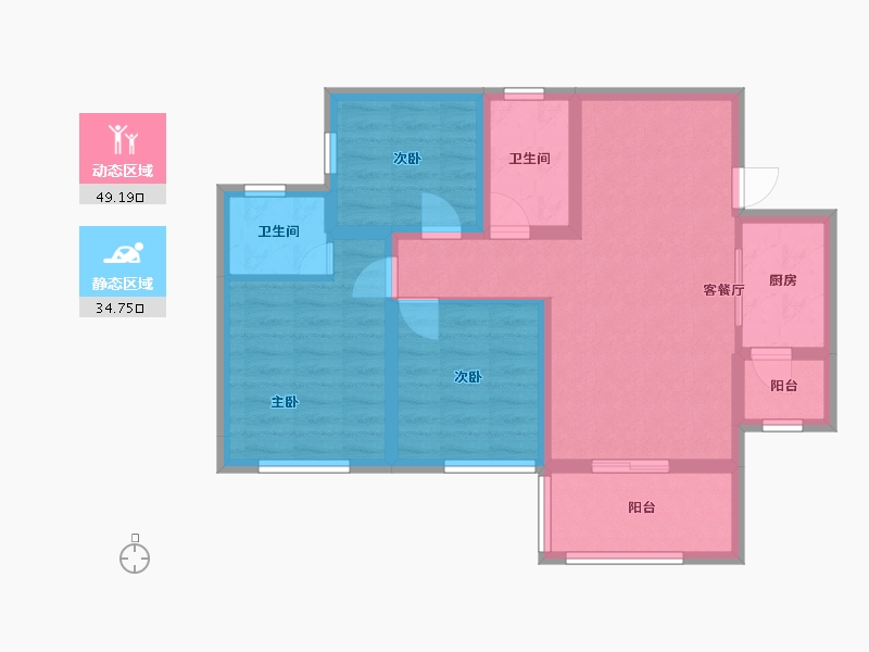 四川省-南充市-远达·江山美墅-80.00-户型库-动静分区