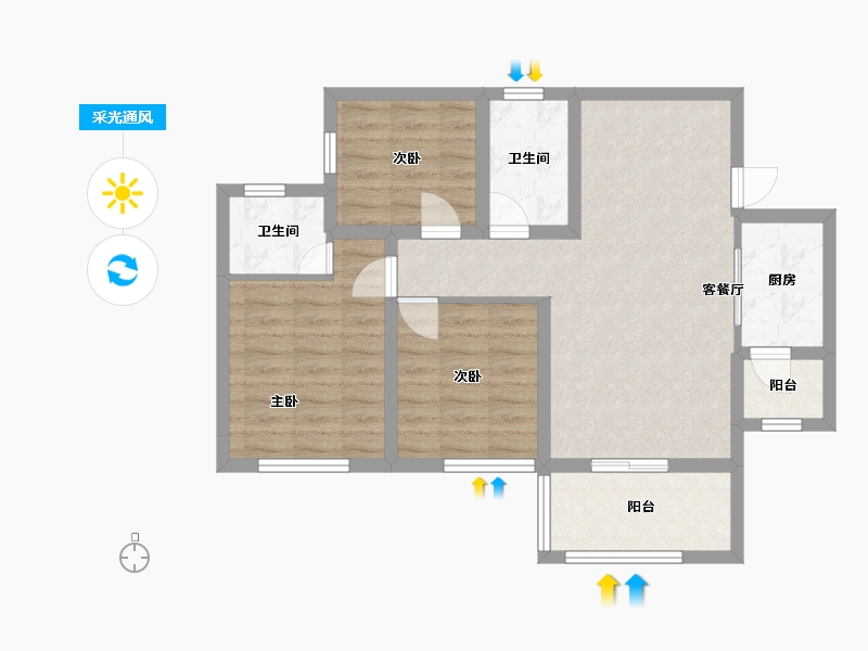 四川省-南充市-远达·江山美墅-80.00-户型库-采光通风