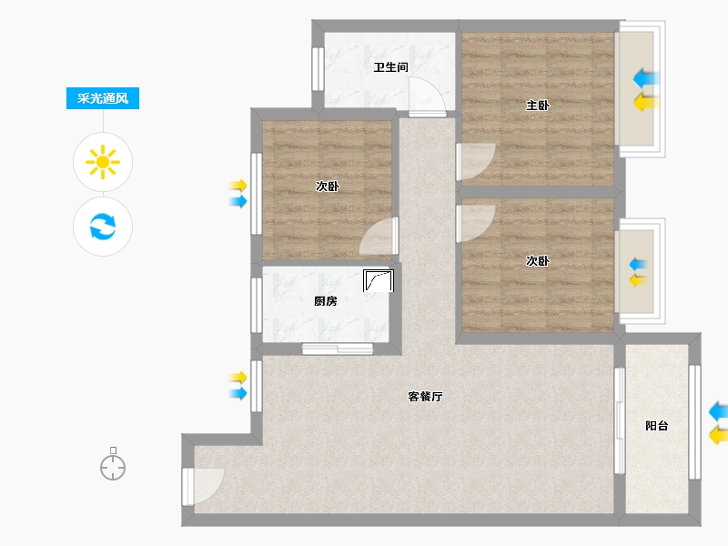 安徽省-阜阳市-京师国府-90.00-户型库-采光通风