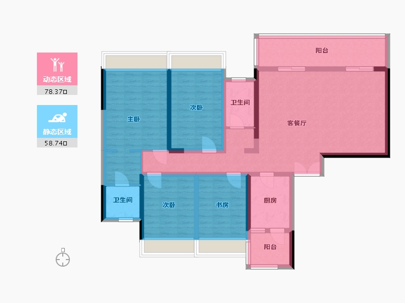 贵州省-黔西南布依族苗族自治州-金州体育城-128.00-户型库-动静分区