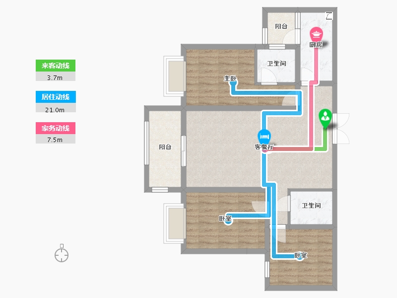 河北省-石家庄市-东方丽都销售中心-90.00-户型库-动静线