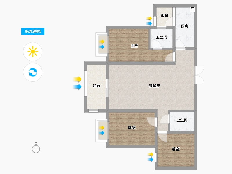 河北省-石家庄市-东方丽都销售中心-90.00-户型库-采光通风