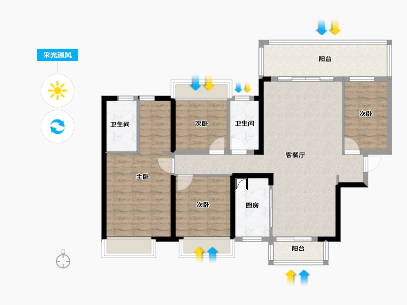 广西壮族自治区-南宁市-云星钱隆首府-123.00-户型库-采光通风