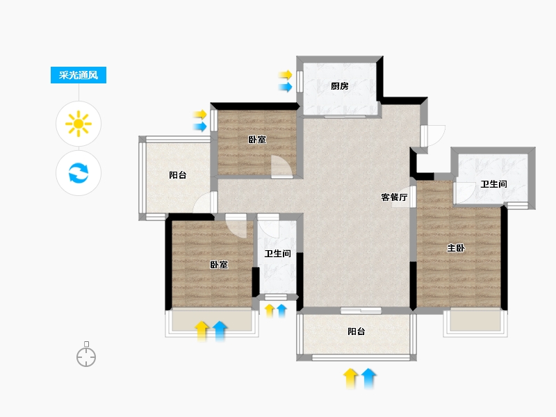 广西壮族自治区-南宁市-彰泰滨江学府-89.00-户型库-采光通风