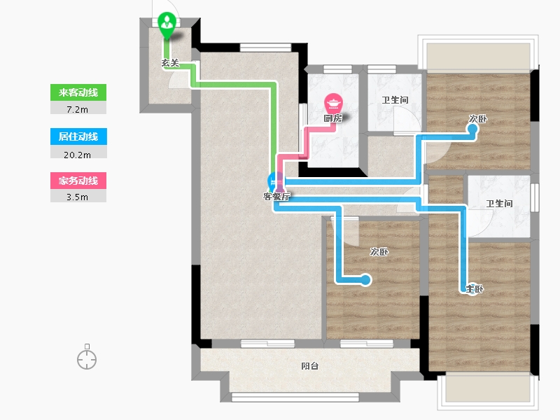 浙江省-嘉兴市-翡翠天宸实景示范区-86.00-户型库-动静线