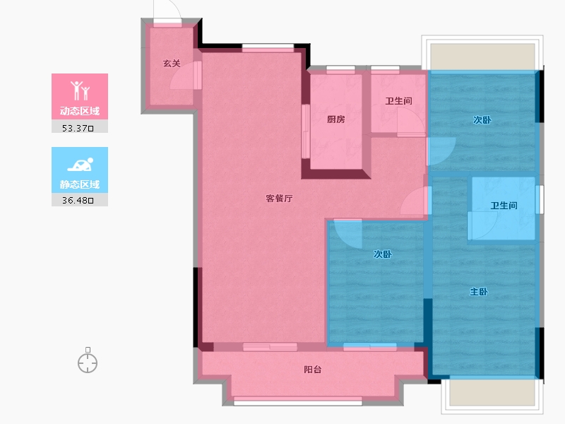 浙江省-嘉兴市-翡翠天宸实景示范区-86.00-户型库-动静分区