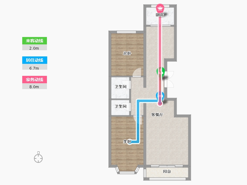 内蒙古自治区-巴彦淖尔市-大德壹号-89.50-户型库-动静线