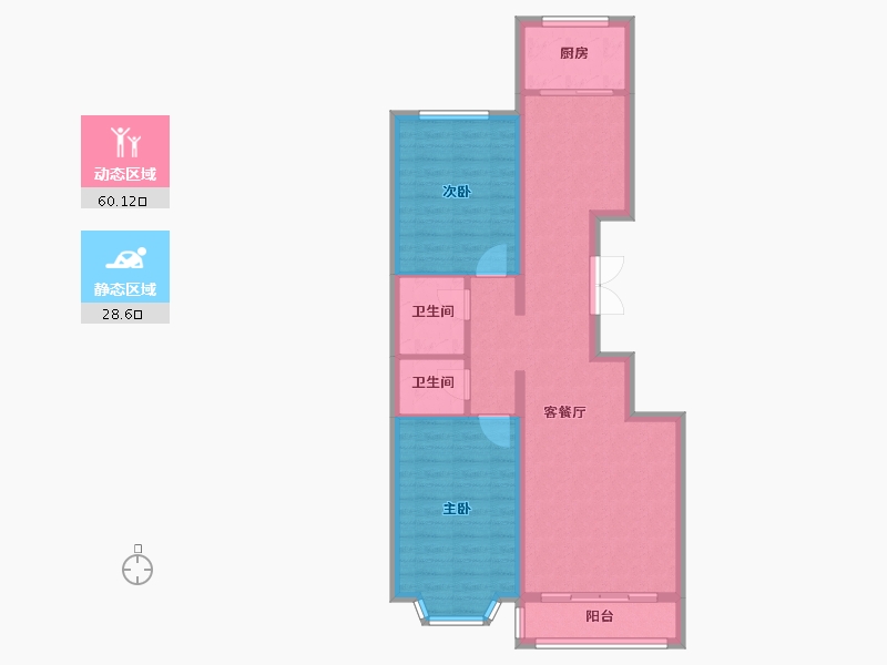 内蒙古自治区-巴彦淖尔市-大德壹号-89.50-户型库-动静分区