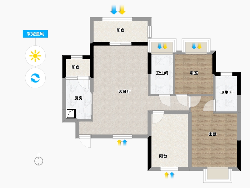 广东省-佛山市-花曼丽舍-78.00-户型库-采光通风