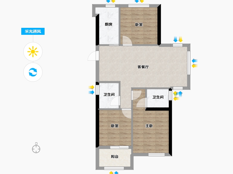 福建省-福州市-世贸远洋东江湾-76.00-户型库-采光通风